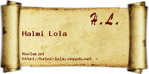 Halmi Lola névjegykártya